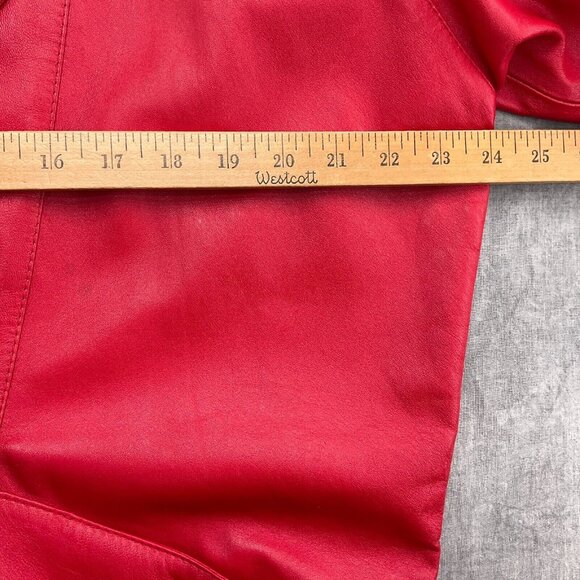 Vera Pelle Jacket Women Medium Red Leather‎ Double Breasted Relaxed Retro 80s 90 - Picture 5 of 9